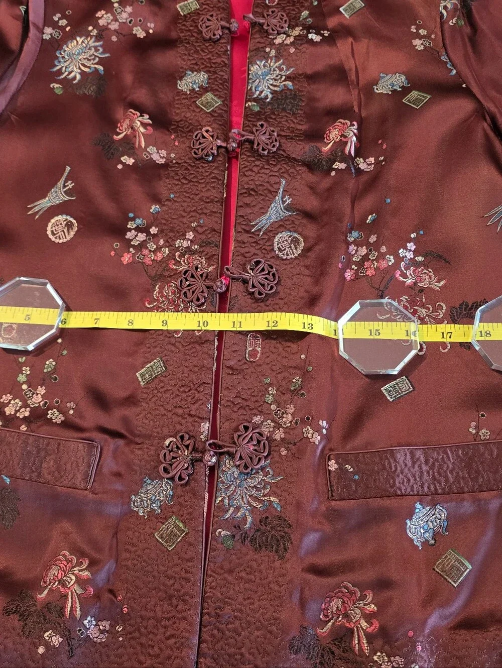 Womans Chinese Reversible Silk Jacket. Chocolate Floral With Reversible Fushia. - Picture 2 of 7